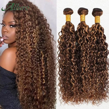 Highlight Jerry Curly Human Hair Weave Bundles Kinky Curly Honey Blonde Bundles Brazilian Raw Hair Bundles 100% Human Hair