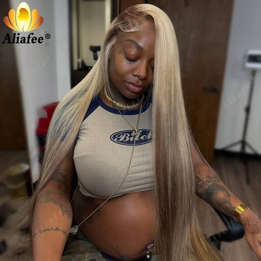 Brown Roots with Dirty Blonde Straight Pre Plucked 13x6 200% Lace Frontal 100% Human Hair Wigs 13x4 Ombre Ash Blonde Brown Wig