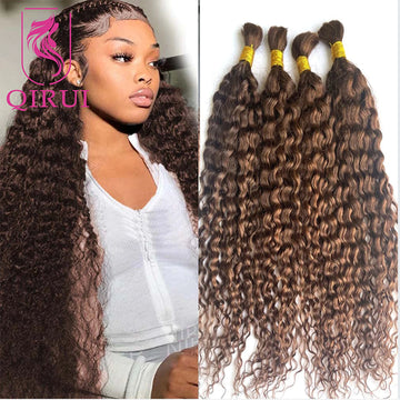 Boho Braids Human Hair Extensions Bundles Bulk Human Hair For Braiding Water Wave Curly Color 4 27 30 Double Drawn Wholesale