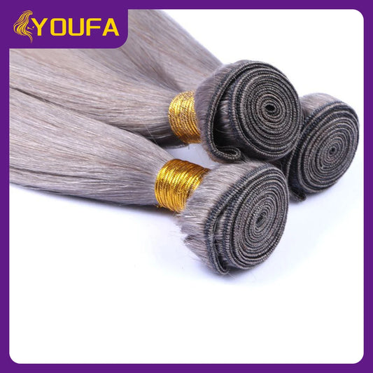 Grey Color Human Hair Bundles 100% Brazilian Bone Straight Human Hair Weave Extensions 1/3/4 Pcs Lot Solid Straight Hair Bundles