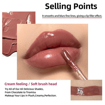 Clear Lip Gloss Makeup Hydrating Pearlescent Glitter Plumping Moisturizing Natural Pink Lip Glaze Reduce Lip Wrinkles Lips Care