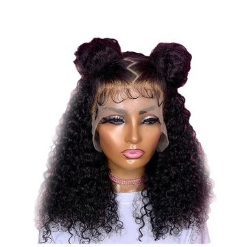 AB51 Short Curly Wig Curly Lace Front Wig Women Pre-Pulled Brazilian Curls Lace Front Wig