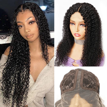 220% Density 13x5x1 Lace Wigs Jerry Curly Remy Indian Human Hair Wig T Part Middle Part Transparent 4x1 Lace Wigs KissHair
