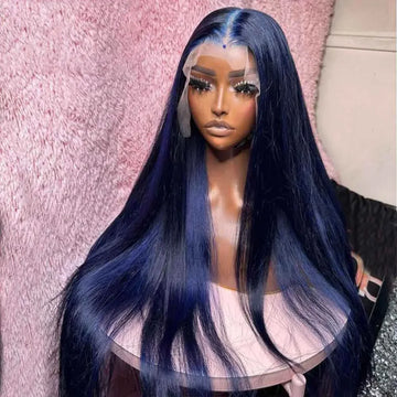 Blue Lace Front Wig 13x4 Glueless Synthetic Lace Front Wig Pre Plucked Hd Lace Long Straight Wig For Women Ready To Wear Cosplay