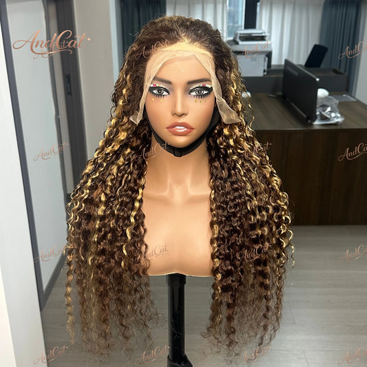 Highlight Water Wave 100% Human Hair Wigs 4/27 13x6 Hd Lace Frontal Wig 200 Density 30 Inch Deep Wave 13x4 Hd Lace Frontal Wig
