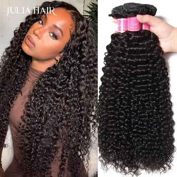 Ali Julia Brazilian Curly Human Hair Bundles 3/4 100% Remy Human Hair Extensions Natural Color Jerry Curly Human Hair Bundles