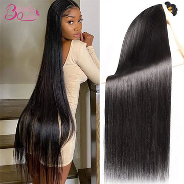Brazilian Bundles Raw Human Hair Bone Straight Hair Extensions Bulk For Braiding 14-32 Inch Bundles Double Weft Hair Weave
