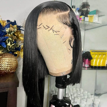 4x4 13x4 Lace Front Human Hair Bone Straight Wigs Cheap Short Bob Wig Brazilian Preplucked Lace Frontal Wigs 100% Human Hair