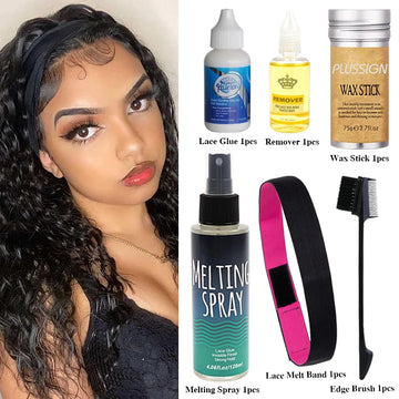 Lace Melting and Holding Spray Edge Control Brush 38ML Lace Front Wig Glue And Remover 3CM Melting Band Hair Wax Stick 6PCS Kit