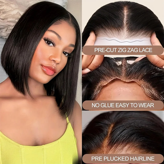 5x5 Glueless Wigs Human Hair Pre Plucked Pre Cut Wear and Go 13x6 HD Lace Front Closure Wig 4x4 Straight Short Wig 250 Density